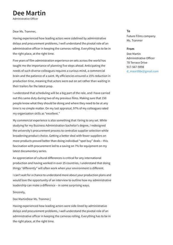 Administrative Officer cover_letter example