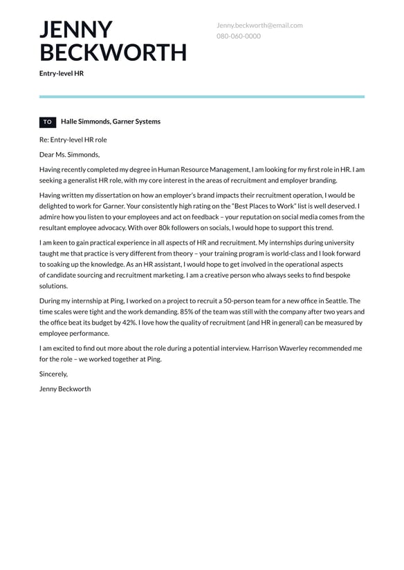 Entry-Level HR cover_letter example