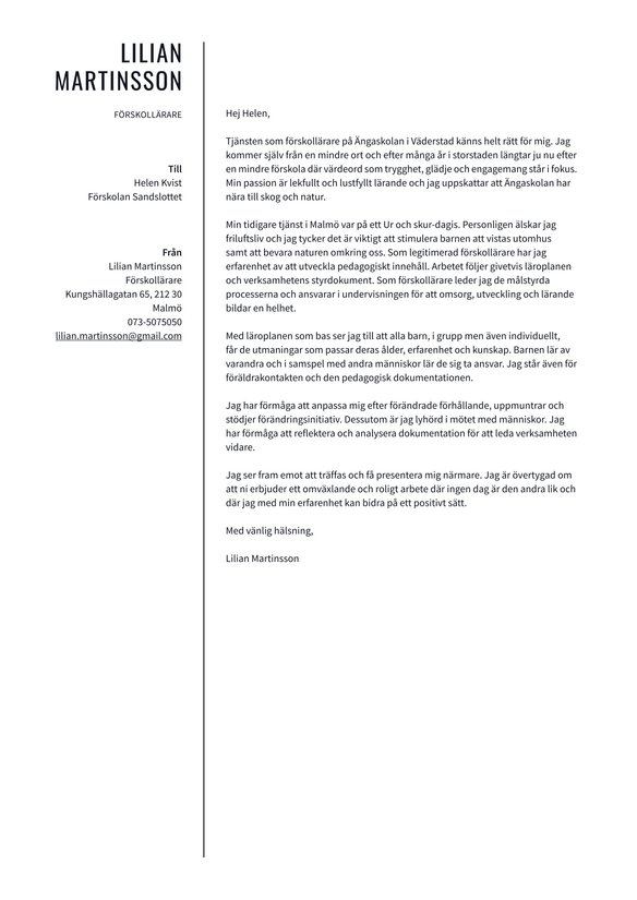 Förskollärare cover_letter example