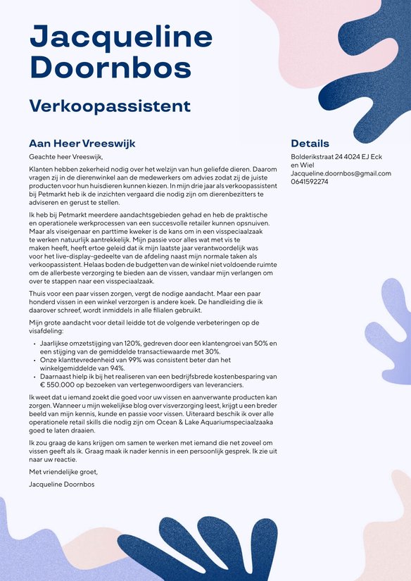 Verkoopassistent cover_letter example
