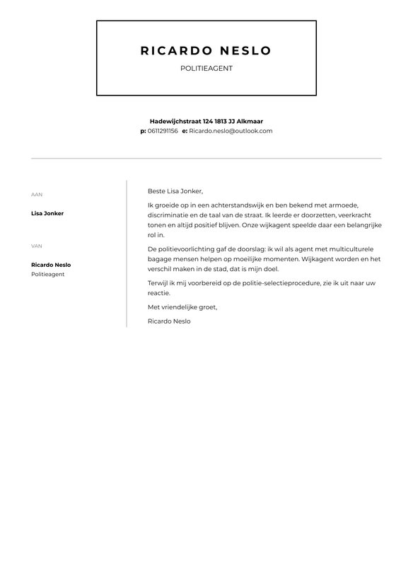 Politieagent cover_letter example