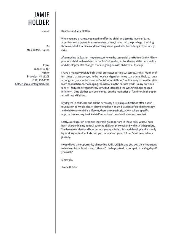 Nanny cover_letter example