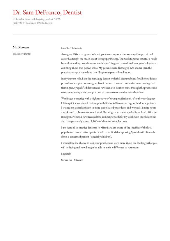 Dentist cover_letter example