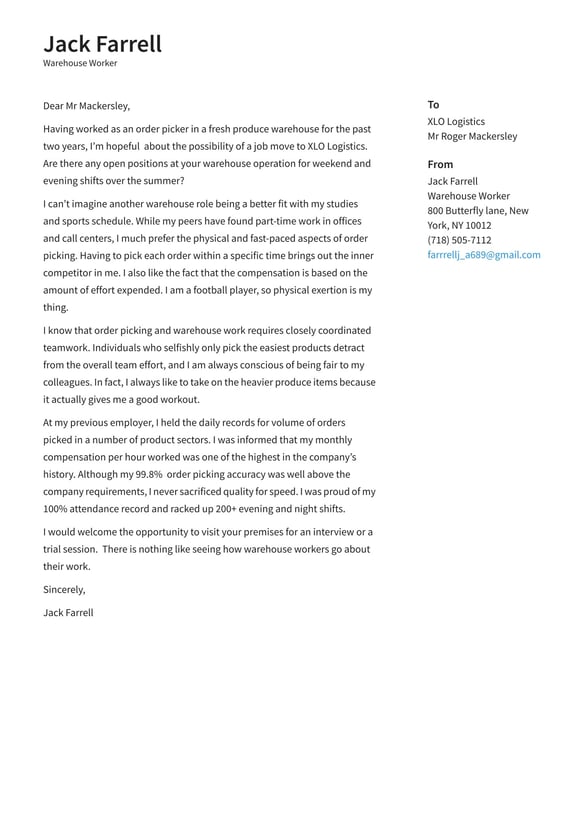 Warehouse Worker cover_letter example