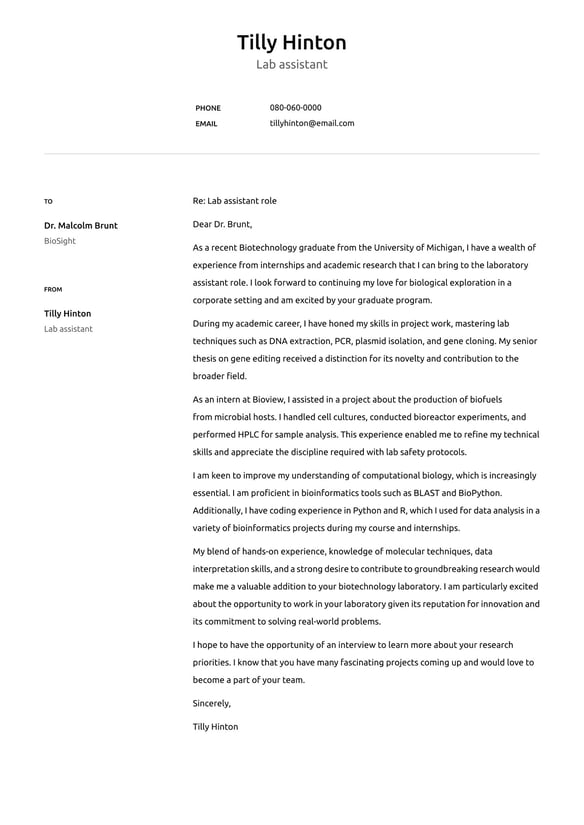 Lab Assistant cover_letter example