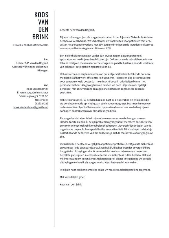 Gezondheidszorg cover_letter example