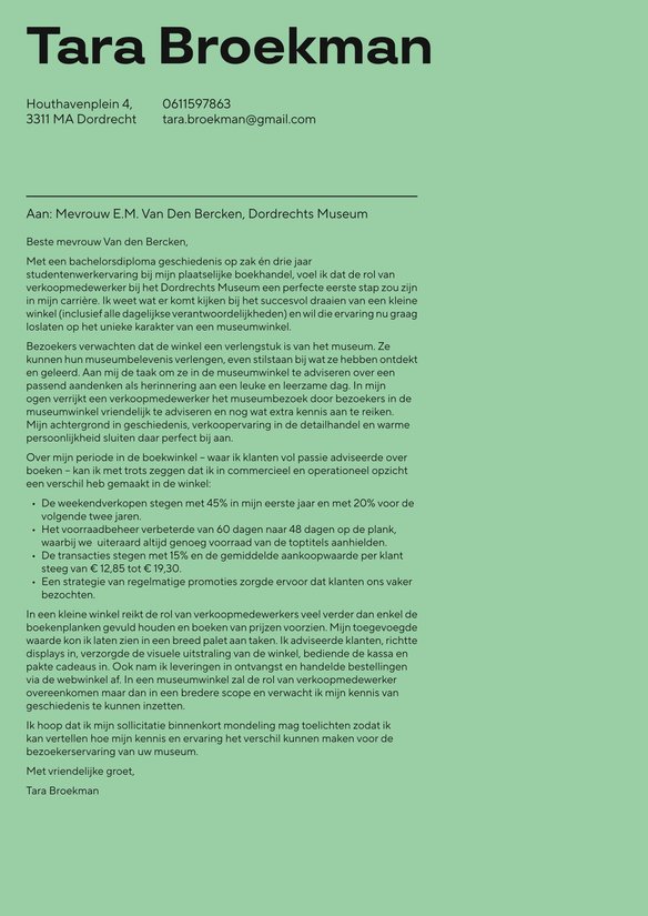 Verkoopmedewerker cover_letter example