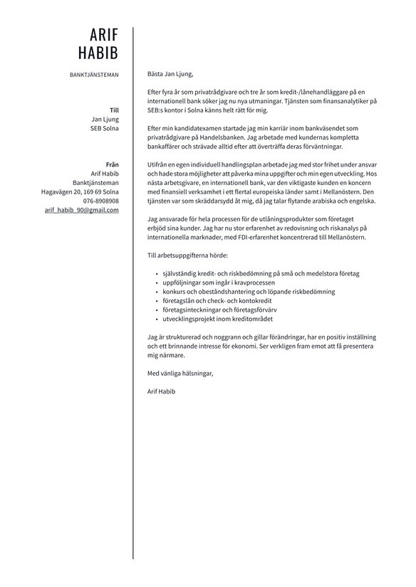 Banktjänsteman cover_letter example