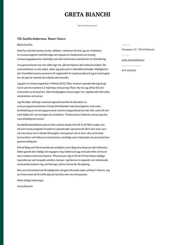 Restaurangmedarbetare cover_letter example