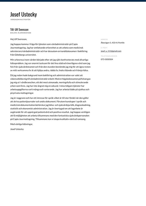 Vårdyrken cover_letter example