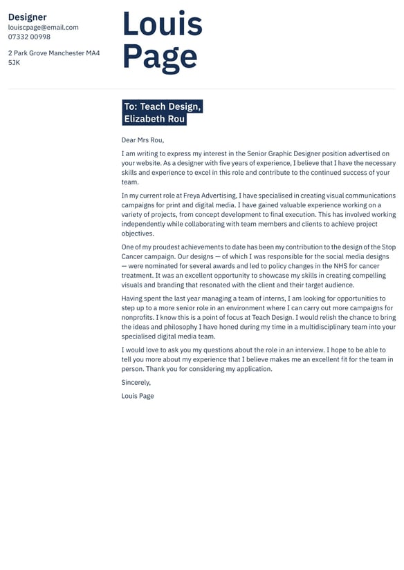 Graphic Designer cover_letter example