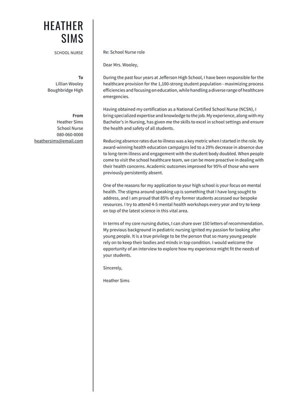 School Nurse cover_letter example