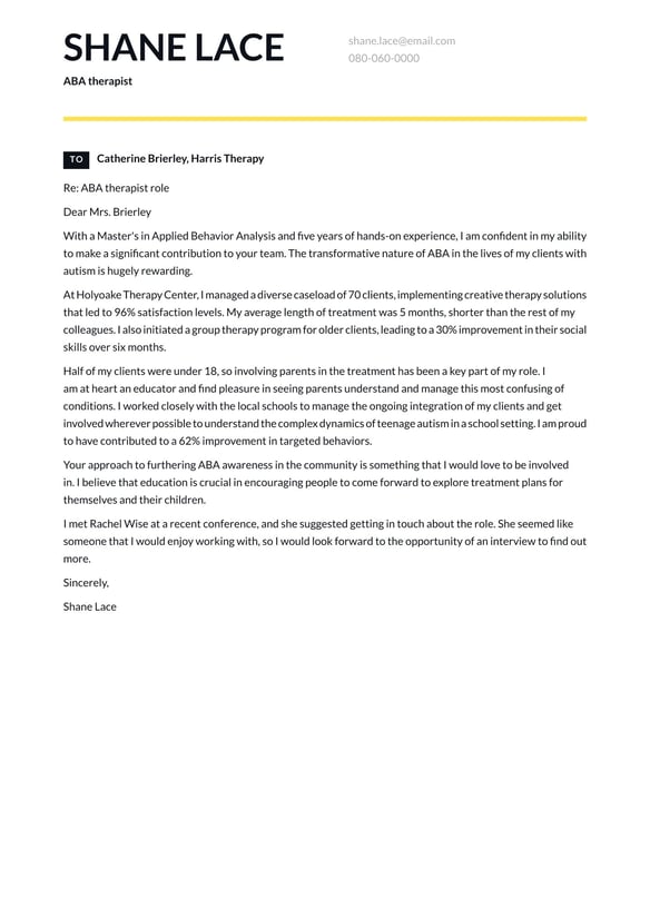 ABA Therapist cover_letter example