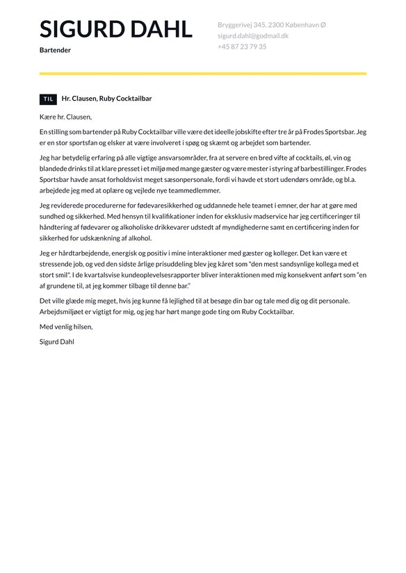 Bartender cover_letter example