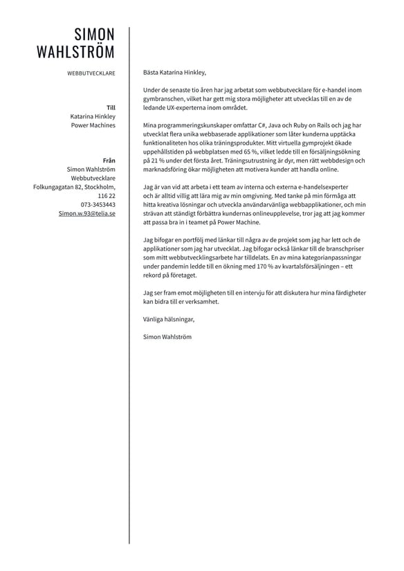 Webbutvecklare cover_letter example