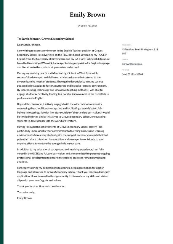English Teacher cover_letter example