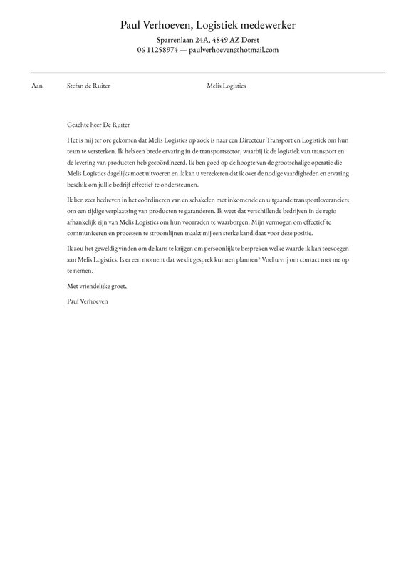 Transport en Logistiek cover_letter example