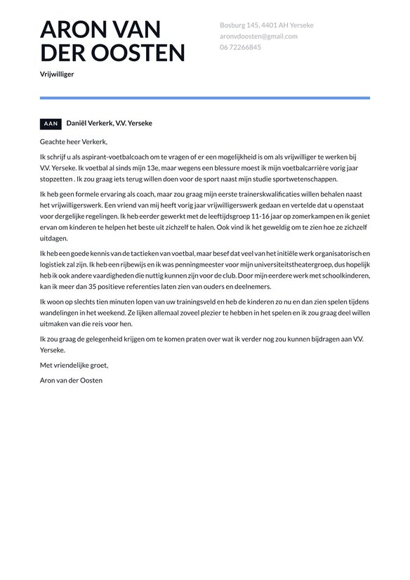 Vrijwilliger cover_letter example