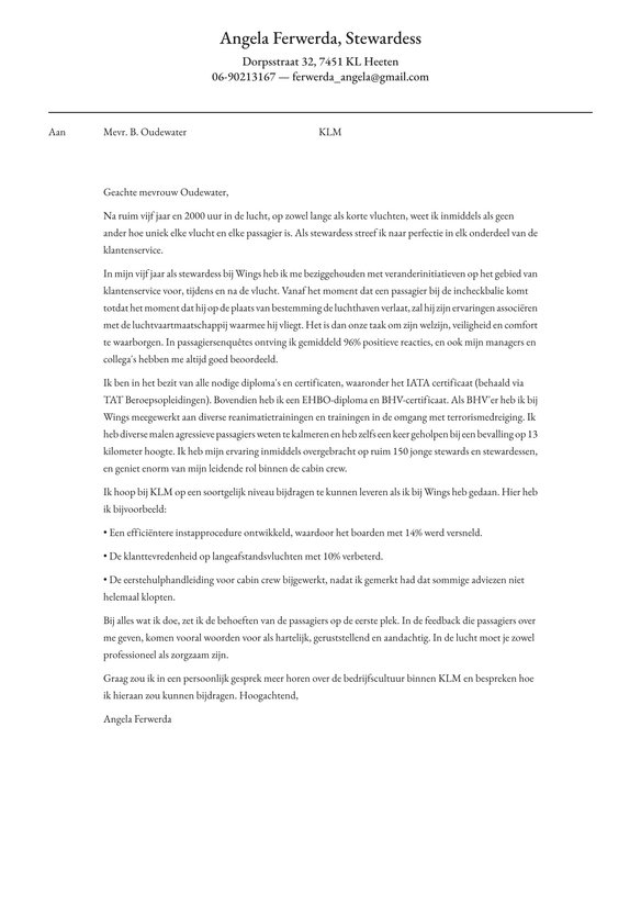 Steward/stewardess cover_letter example