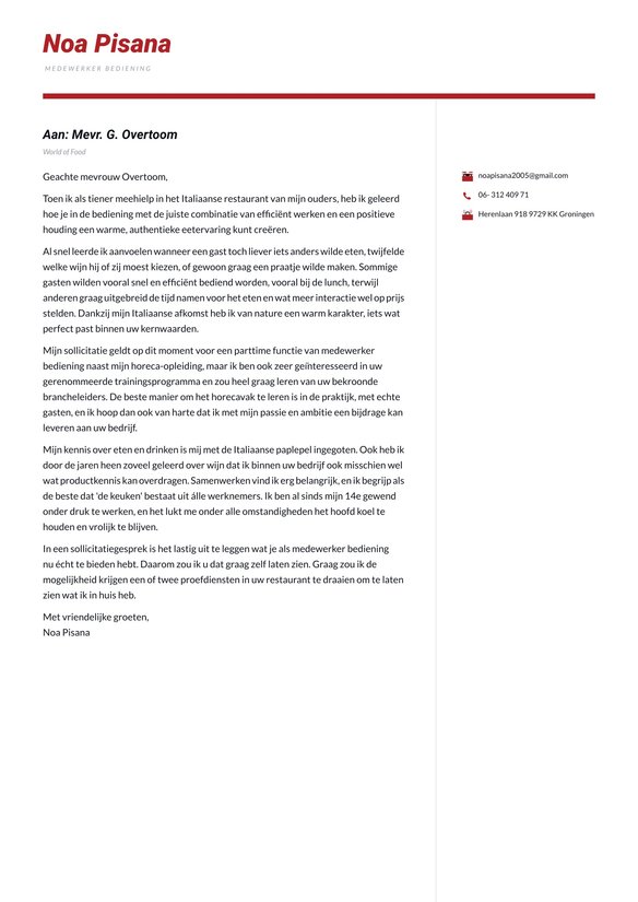 Medewerker bediening cover_letter example