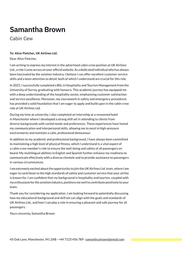 Cabin Crew cover_letter example