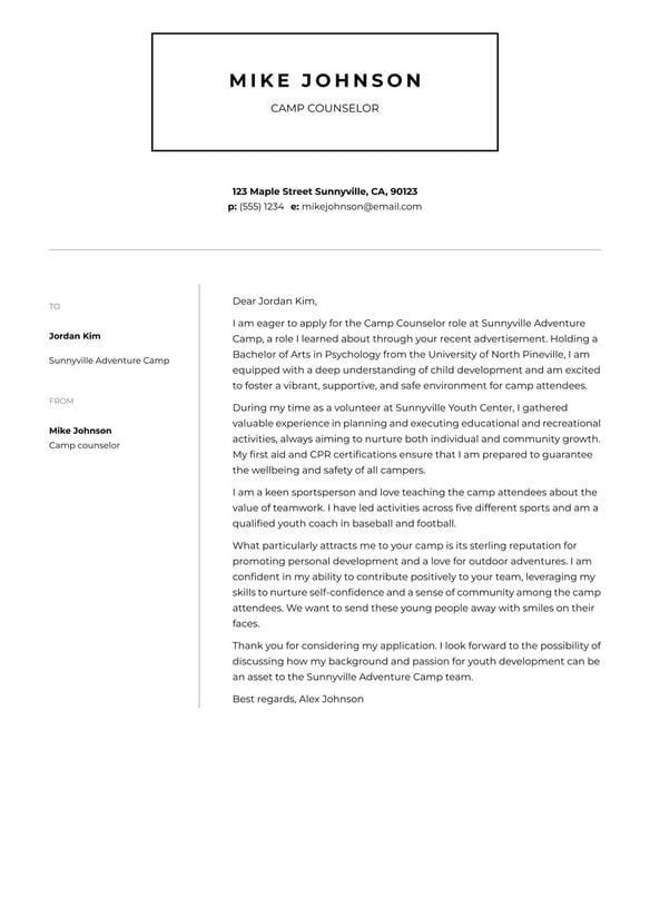 Camp Counselor cover_letter example