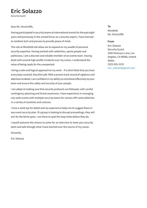 Security Guard cover_letter example