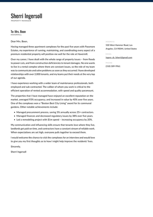 Property Manager cover_letter example