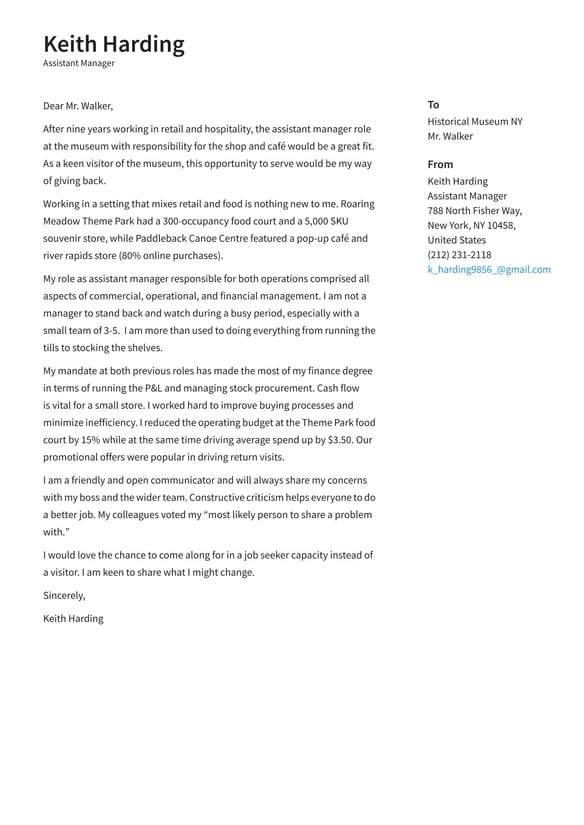 Assistant Manager cover_letter example