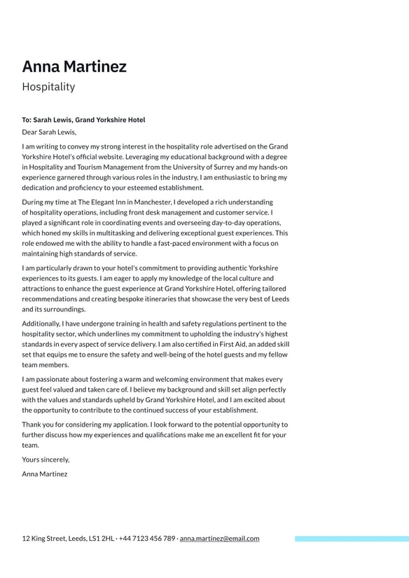 Hospitality cover_letter example