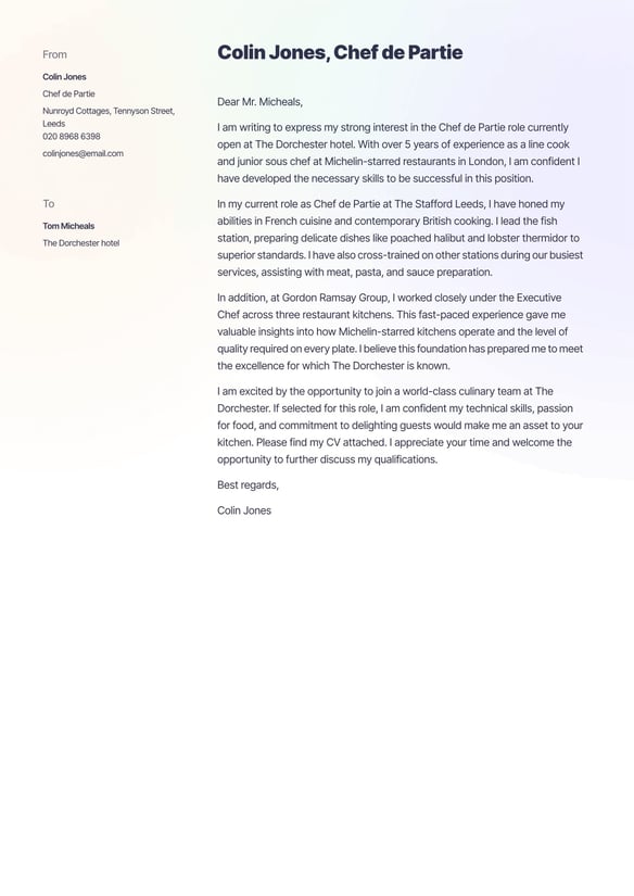 Chef de Partie cover_letter example