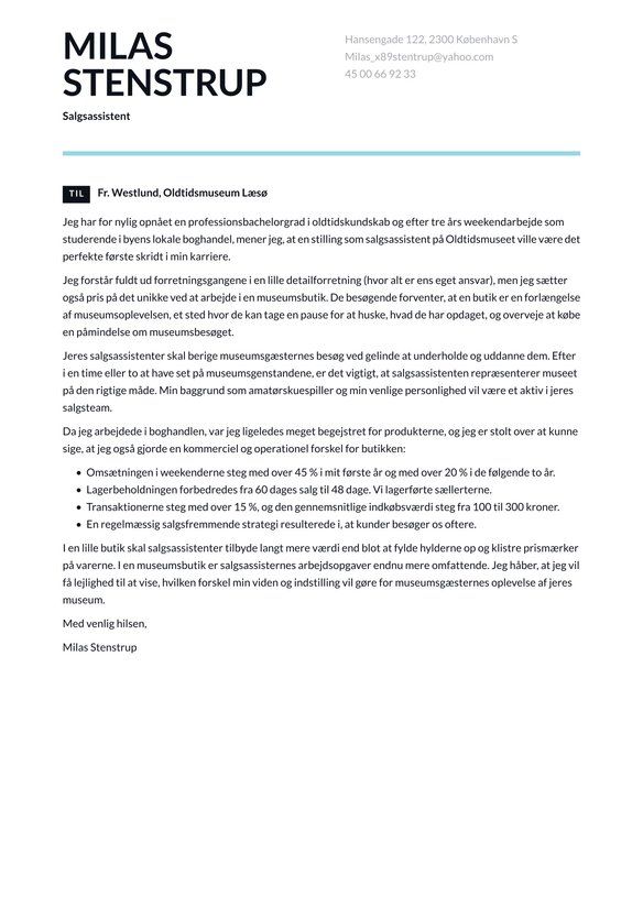 Salgsassistent cover_letter example