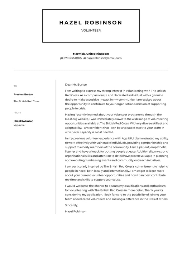 Volunteering cover_letter example