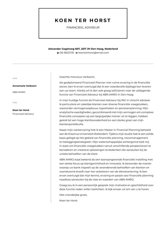 Financieel Adviseur cover_letter example