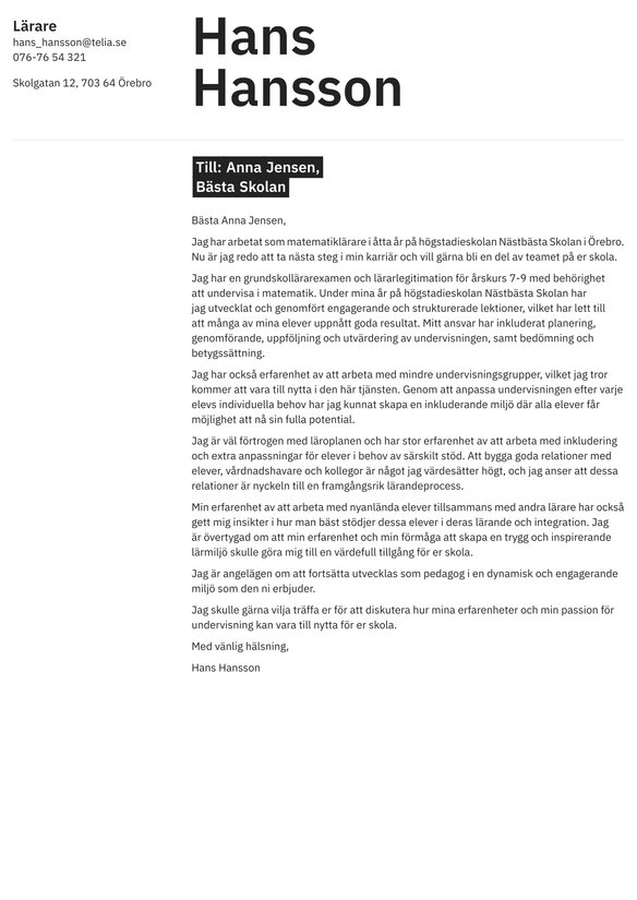Lärare cover_letter example