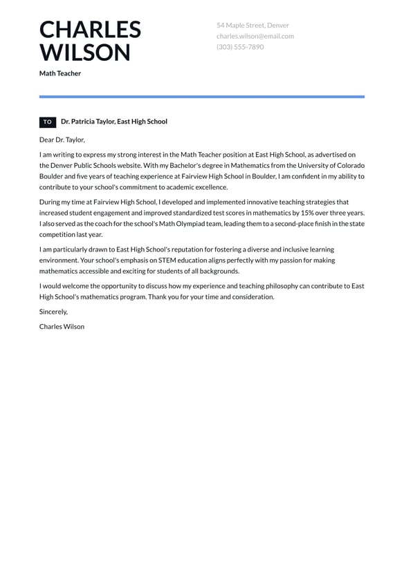 Math Teacher cover_letter example