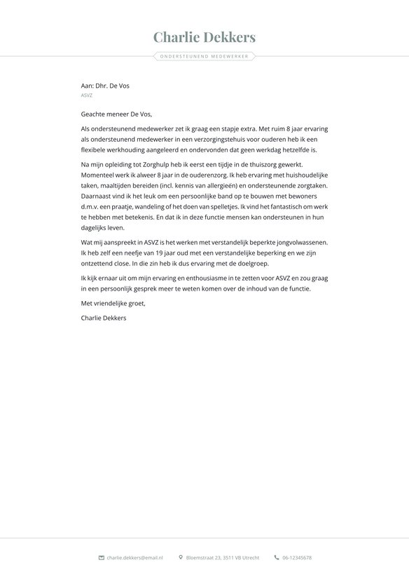 Ondersteunend medewerker cover_letter example