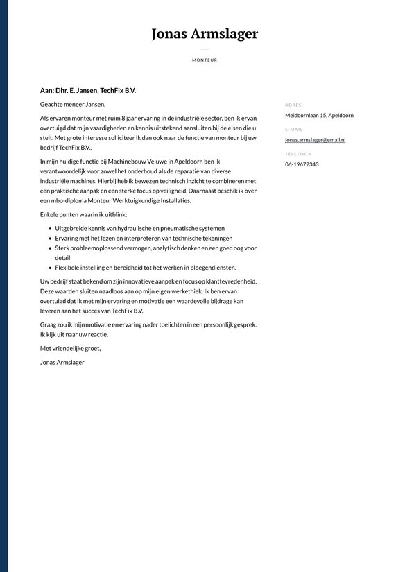 Monteur cover_letter example