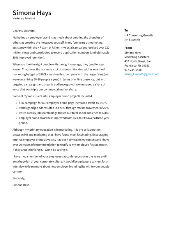 Marketing Assistant cover_letter example