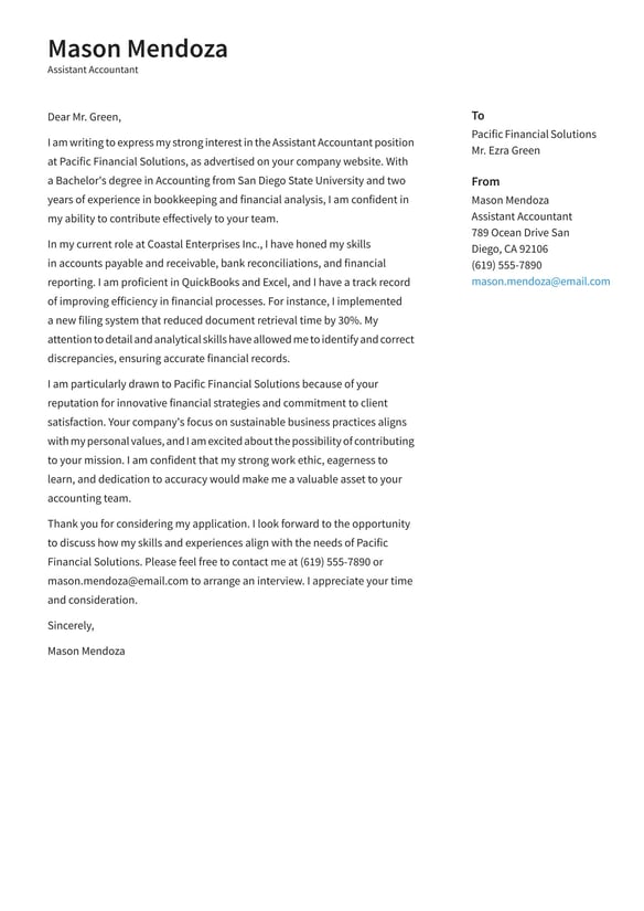 Assistant Accountant cover_letter example