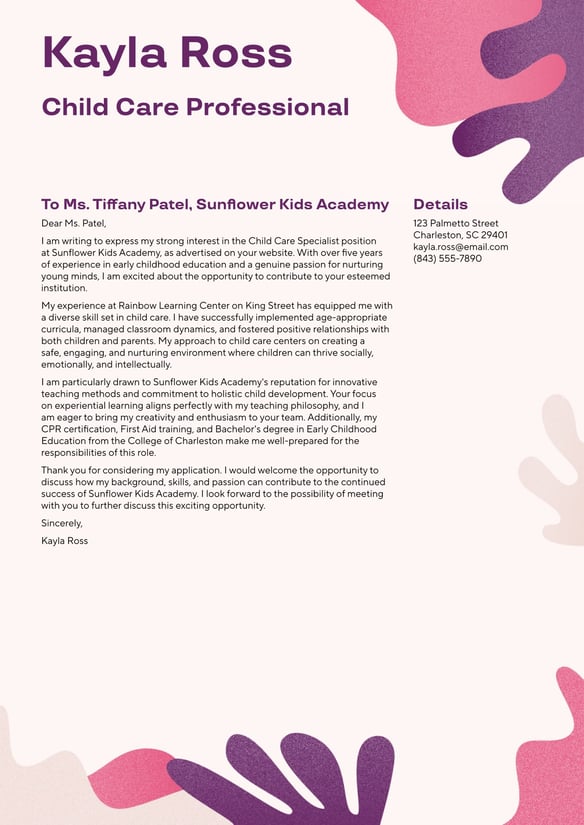 Childcare cover_letter example