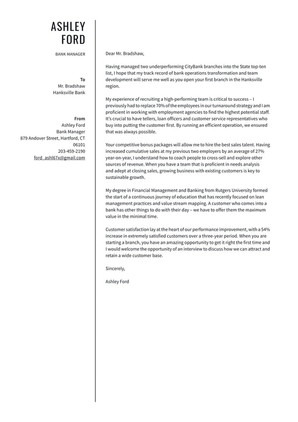 Bank Manager cover_letter example