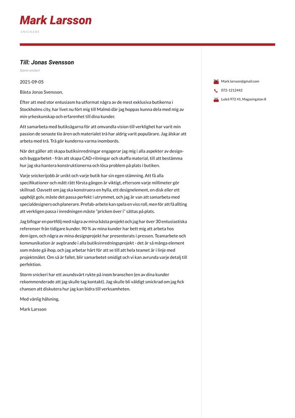 Snickare cover_letter example