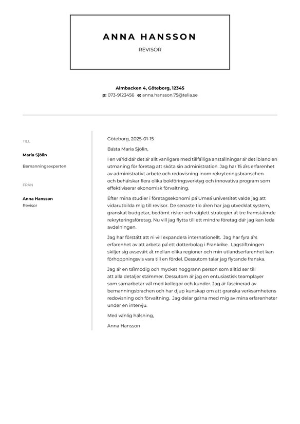 Redovisningsekonom cover_letter example