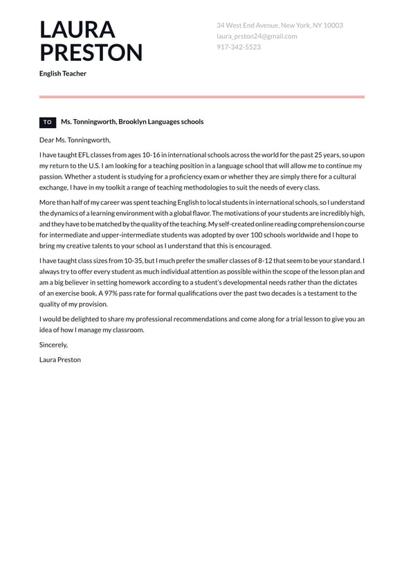 English Teacher cover_letter example