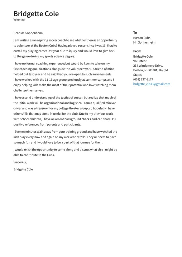 Volunteer cover_letter example