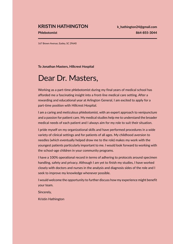 Phlebotomist cover_letter example