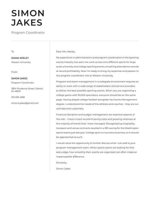 Program Coordinator cover_letter example