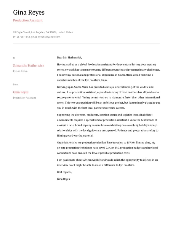 Production Assistant cover_letter example
