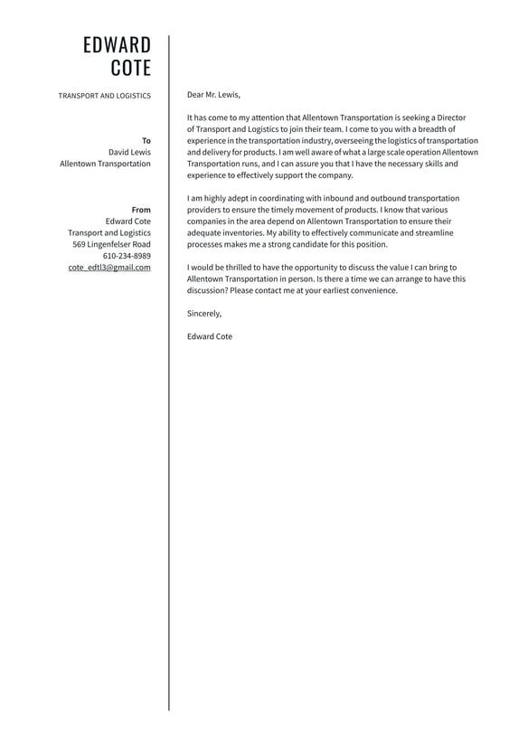 Transport and logistics cover_letter example